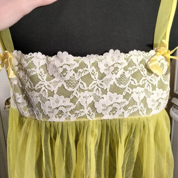 Vtg Y2K Babydoll Slip Dress Nightgown M Coquette Sabrina Carpenter Cottagecore - Picture 7 of 11